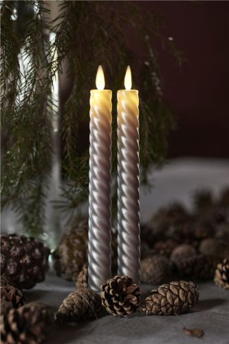 Sirius Sara Tall Wave 2 Stk. H: 25 cm Bewegliche Flamme - Silber