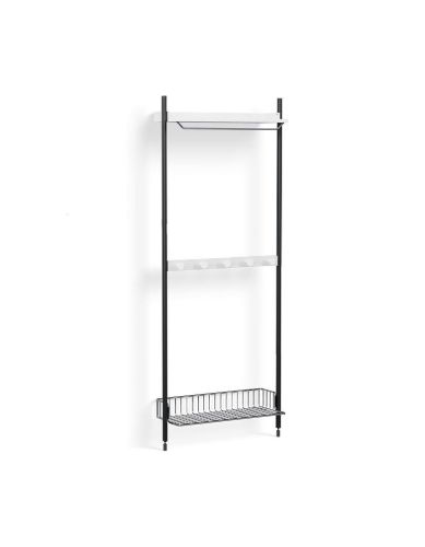 HAY Pier System 1041 1 Column 82x209 cm - PS White Steel/Black Anodised Profiles/Chromed Wire Shelf