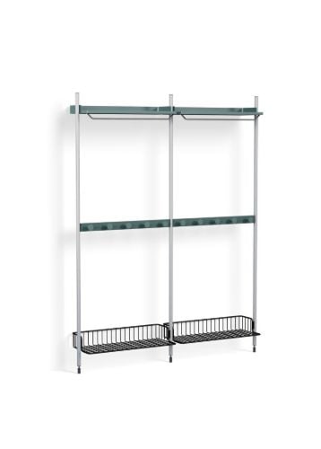 HAY Pier System 1042 2 Columns 162x209 cm - PS Blue Steel/Clear Anodised Profiles/Anthracite Wire Shelf