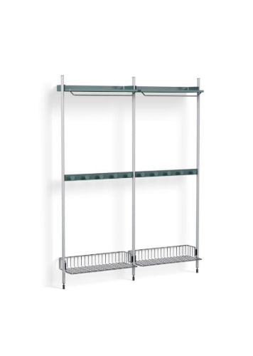HAY Pier System 1042 2 Columns 162x209 cm - PS Blue Steel/Clear Anodised Profiles/Chromed Wire Shelf