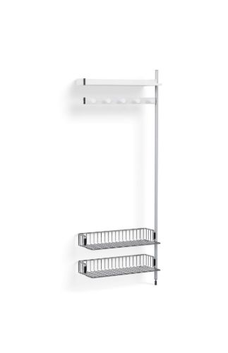 HAY Pier System 1050 Add-On 80x209 cm - PS White Steel/Clear Anodised Profiles/Chromed Wire Shelf