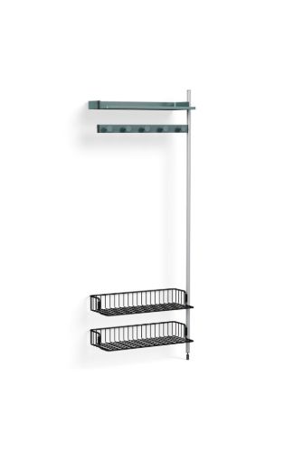 HAY Pier System 1050 Add-On 80x209 cm - PS Blue Steel/Clear Anodised Profiles/Anthracite Wire Shelf