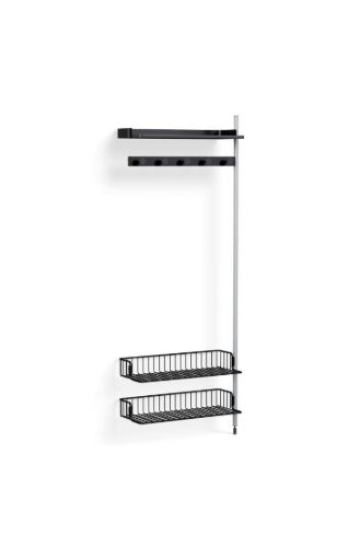 HAY Pier System 1050 Add-On 80x209 cm - PS Black Steel/Clear Anodised Profiles/Anthracite Wire Shelf