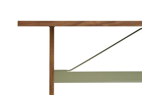 HAY Passerelle Hochtisch 200 x 80 x 95 cm – Walnuss/Thymiangrüne Querstange