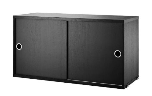 String Furniture Cabinet With Sliding Doors B: 78 cm - Black Stained Ash OUTLET