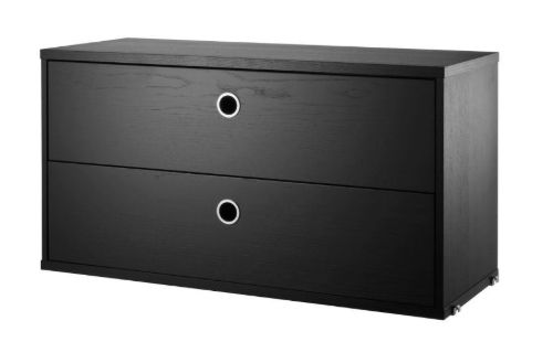 String Furniture Cabinet With Two Drawers 78x42x30 cm - Black Stained Ash