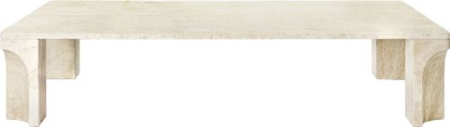 GUBI Doric Coffee Table Rectangular 140x80 cm - Neutral White Travertine
