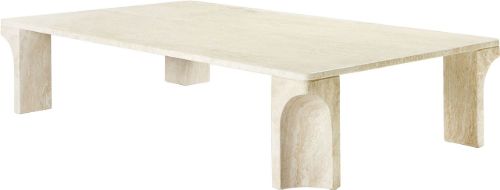 GUBI Doric Couchtisch rechteckig 140x80 cm - Neutralweißer Travertin