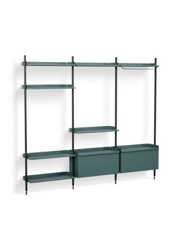HAY Pier System 1093 3 Columns 242x209 cm - PS Blue Steel/Black Anodised Profiles