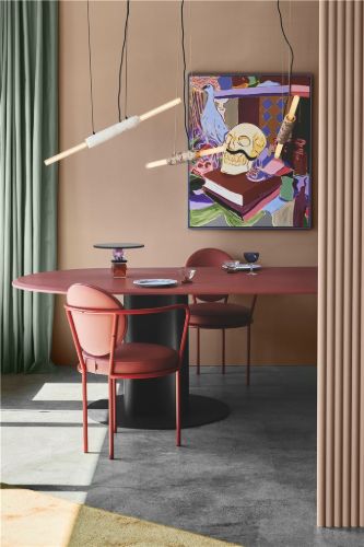 Design By Us Limbo L: 90 cm inkl. 2x Röhrenbirne Plissé - Weißes Carrara