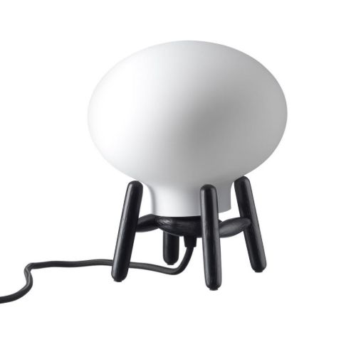 FDB Møbler U6 Hiti Mini Bordlampe H: 22,2 cm - Sort Eg/Opal Glas