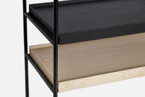 Woud Tablettregal niedrig 81x100 cm - Walnuss/Schwarz