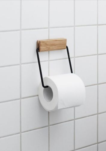 Moebe Toilettenpapierhalter H: 14 cm – Eiche/Schwarz