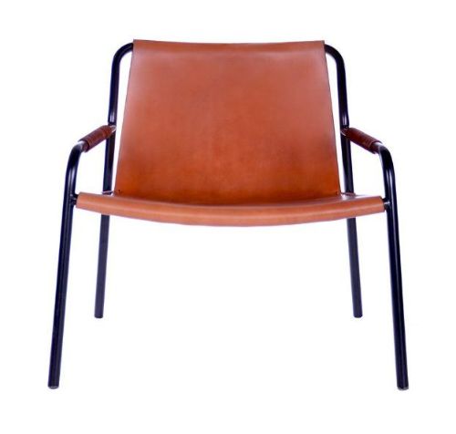 OX Denmarq SEPTEMBER Chair Lænestol H: 70 cm - Black Powder Coated Steel/Cognac