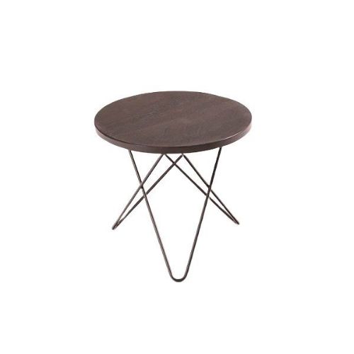 OX Denmarq MINI O Table Ø: 40 cm - Black Powder Coated Steel/Rustque Slate Marble