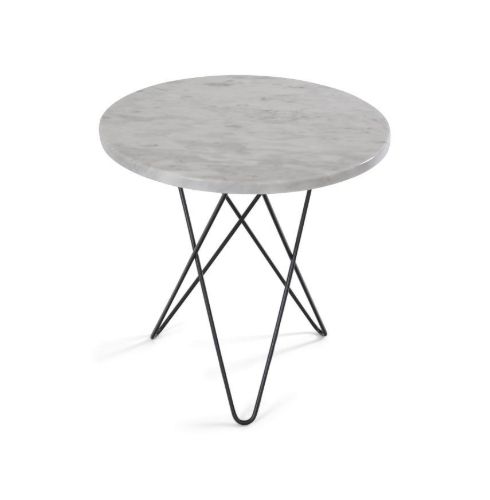 OX Denmarq MINI O Table Ø: 40 cm - Black Powder Coated Steel/White Carrara Marble