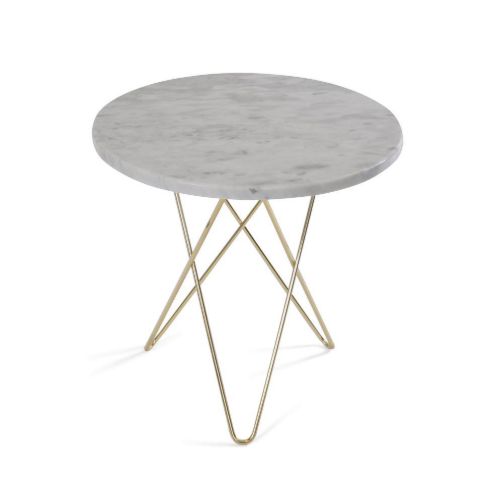 OX Denmarq MINI O Table Ø: 40 cm - Brass/White Carrara Marble