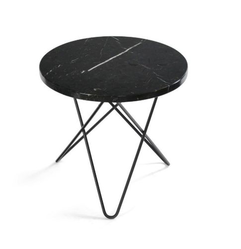 OX Denmarq MINI O Table Tall Ø: 50 cm - Black Powder Coated Steel/Black Marquina Marble