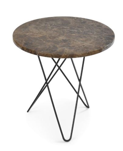 OX Denmarq MINI O Table Tall Ø: 50 cm - Black Powder Coated Steel/Brown Emperador Marble