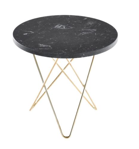 OX Denmarq MINI O Table Tall Ø: 50 cm - Brass/Black Marquina Marble