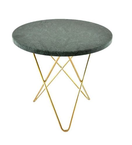 OX Denmarq MINI O Table Tall Ø: 50 cm - Brass/Green Indio Marble