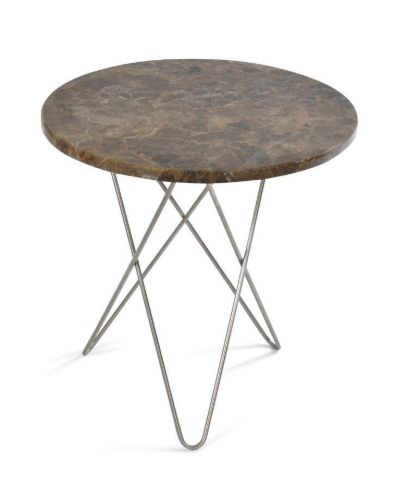 OX Denmarq MINI O Table Tall Ø: 50 cm - Stainless Steel/Brown Emperador Marble