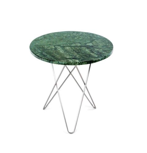 OX Denmarq MINI O Table Tall Ø: 50 cm - Stainless Steel/Green Indio Marble