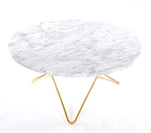 OX Denmarq O Table Sofabord Ø: 80 cm - Brass/White Carrara Marble