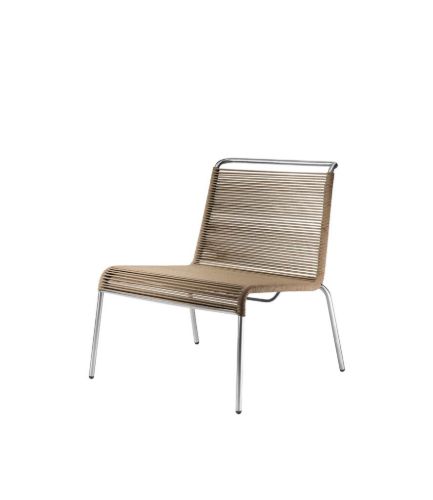 FDB Møbler M20L Teggård Lounge Cord Chair 72x66x64 cm - Edelstahl/Braun meliert