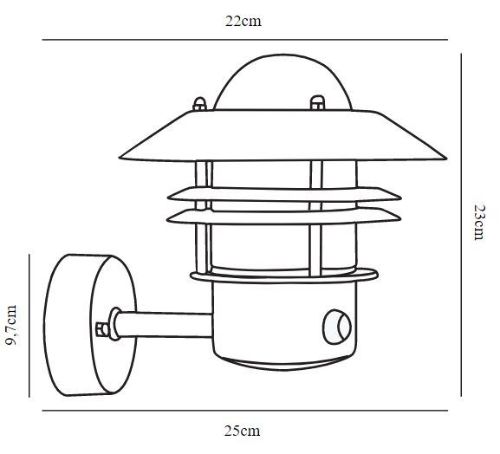 Nordlux Blokhus Up Sensor Gartenlampe Wand H: 23 cm - Verzinkter Stahl