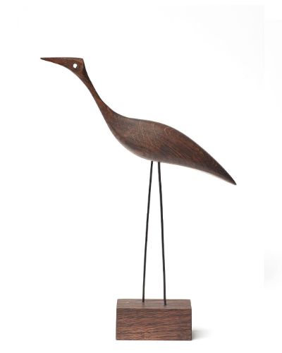 Warm Nordic Beak Bird Tall Heron 19x36 cm - Røget Eg