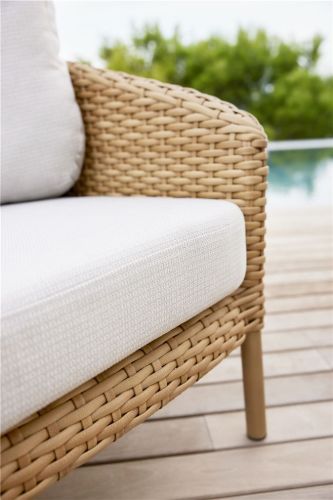 Cane-line Outdoor Ocean Large Loungesessel inkl. Hyndesæt SH: 40 cm – Naturgewebe/Hellbraun