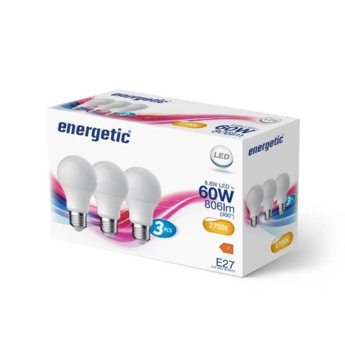 Nordlux E27 A60 Glühbirne 3er-Pack 60 W 806 Lumen – Warmweiß/Matt