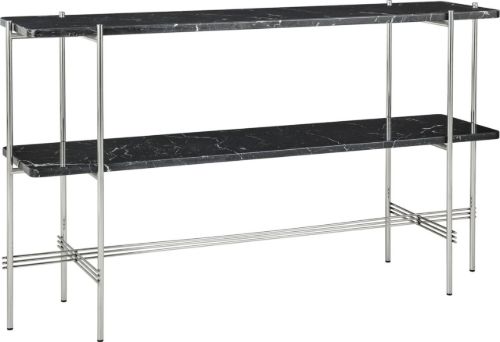 GUBI TS Konsole 120x30 cm – Polierter Stahl/Schwarzer Marquina-Marmor