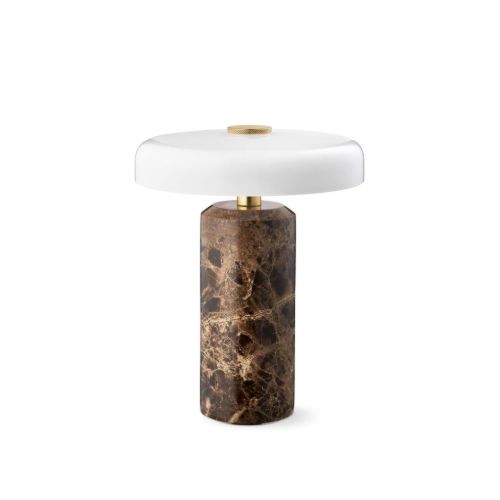 Design By Us Trip Portable Lamp H: 21 cm - Dark Emperador Marble/Opal