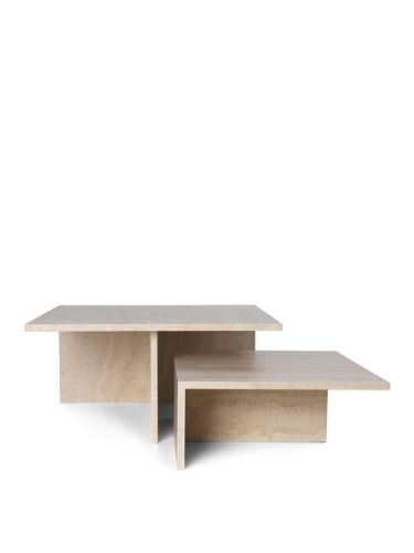 Ferm Living Distinct Grande Duo Couchtisch 133x70 cm – Travertin