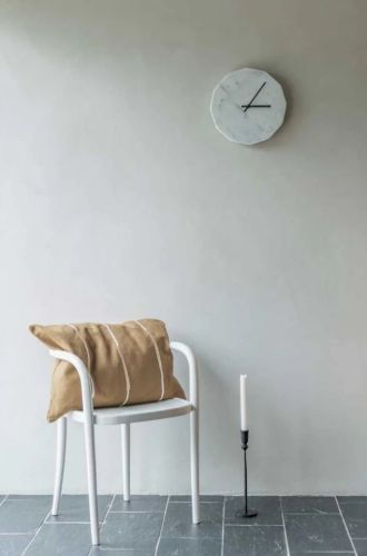 Hemverk Vægur Ø: 28 cm – Marmor Bianco/Schwarz