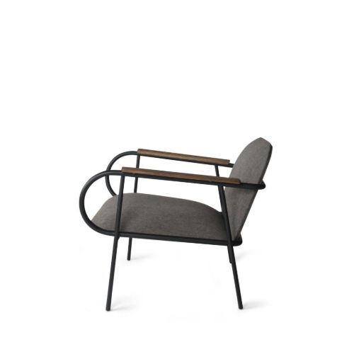 Eberhart Furniture Fausto Loungesessel SH: 40 cm – Dunkle Wolle/Stahl