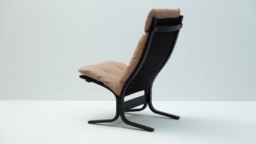 LK Hjelle Siesta Classic Sessel hoch SH: 45 cm – Schwarz/Hemsen Anilin Sand