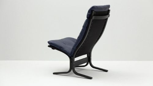LK Hjelle Siesta Classic Sessel hoch SH: 45 cm – Schwarz/Elmo Rustical Blue