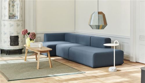HAY Mags 3-Sitzer-Kombination 5 L: 338 cm – linkes Ende – Hallingdal 130/schwarz gebeizte Buche