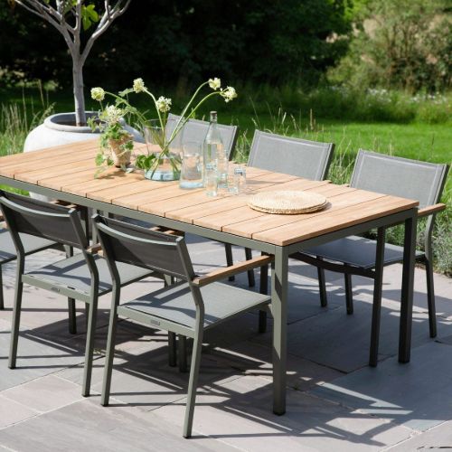 Mandalay Toscana Gartentisch L: 197 cm und 6 Elba Gartenstühle - Olivgrün 