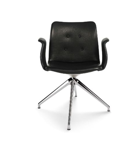 Bent Hansen Primum Dynamic Armchair SH: 46 cm - Polished Aluminium/Zenso 2 Black Leather 207