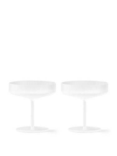Ferm Living Ripple Champagne Saucer Set of 2 Ø: 10,5 cm - Frosted Glass