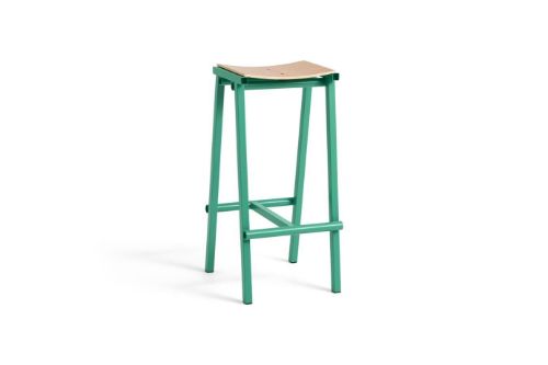 HAY Taburete 8 Bar Stool High - Soft Jade Green Powder Coated Base/Lacquered Oak Veneer