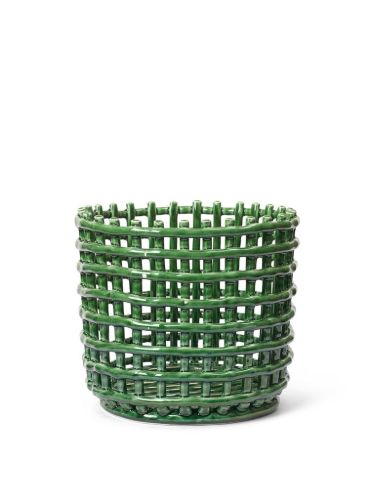 Ferm Living Ceramic Basket Large Ø: 23,5 cm - Emerald Green