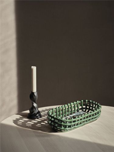 Ferm Living Keramikkorb oval 30x15 cm - Smaragdgrün