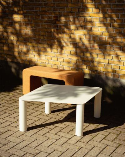raawii Pipeline Couchtisch H: 38 cm - Perlweiß