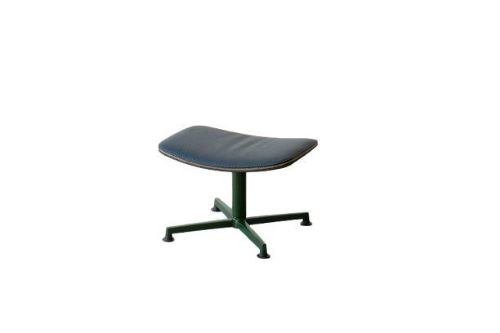 raawii Arba Ottoman H: 35 cm -Dark green base / dark blue leather