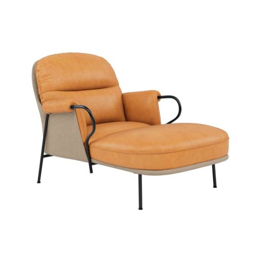 Fogia Lyra Chaiselongue H: 90 cm - Vintage Cognac